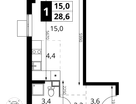 Студия, 28 м²