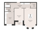 2-к. квартира, 74&nbsp;м²
