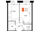 1-к. квартира, 41&nbsp;м²
