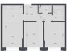 3-к. квартира, 53 м²
