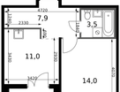 1-к. квартира, 38&nbsp;м²