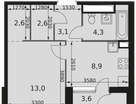 1-к. квартира, 36&nbsp;м²
