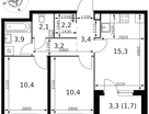 2-к. квартира, 52&nbsp;м²