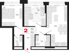 2-к. квартира, 55 м²