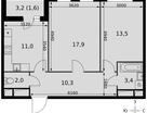 2-к. квартира, 59&nbsp;м²