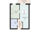 1-к. квартира, 27&nbsp;м²