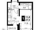Студия, 27&nbsp;м²