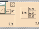 Студия, 23,8&nbsp;м²