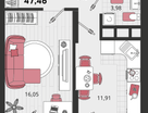 1-к. квартира, 47&nbsp;м²