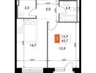 2-к. квартира, 45 м²