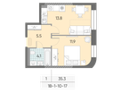 1-к. квартира, 35&nbsp;м²