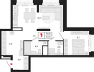 1-к. квартира, 54&nbsp;м²