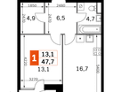 2-к. квартира, 45 м²
