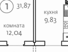 1-к. квартира, 31,8&nbsp;м²