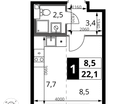 Студия, 22&nbsp;м²