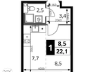 Студия, 22&nbsp;м²