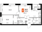 3-к. квартира, 75&nbsp;м²
