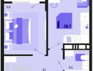 1-к. квартира, 38 м²
