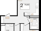 2-к. квартира, 70&nbsp;м²