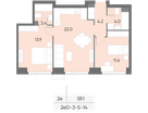 2-к. квартира, 59&nbsp;м²