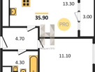 1-к. квартира, 35,8&nbsp;м²