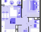 1-к. квартира, 42 м²