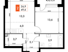 2-к. квартира, 49 м²