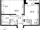 2-к. квартира, 44 м²