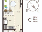 Студия, 26,7&nbsp;м²