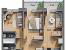 2-к. квартира, 48 м²