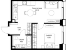 1-к. квартира, 43 м²