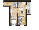 2-к. квартира, 57,4 м²