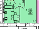 1-к. квартира, 34 м²