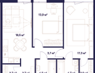 2-к. квартира, 74 м²