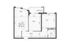 2-к. квартира, 58,4 м²