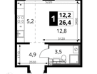 Студия, 26&nbsp;м²
