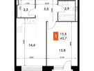 2-к. квартира, 45&nbsp;м²