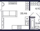 Студия, 29&nbsp;м²