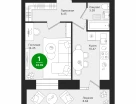 1-к. квартира, 43 м²