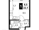 Студия, 22&nbsp;м²