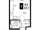 Студия, 22&nbsp;м²