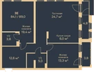 3-к. квартира, 89&nbsp;м²