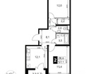 2-к. квартира, 57,1 м²