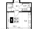 Студия, 27&nbsp;м²