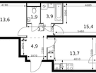 2-к. квартира, 58&nbsp;м²