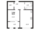 1-к. квартира, 46&nbsp;м²