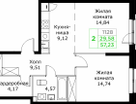 2-к. квартира, 57 м²