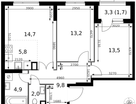 3-к. квартира, 65&nbsp;м²
