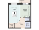 1-к. квартира, 42&nbsp;м²