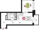 Студия, 36 м²